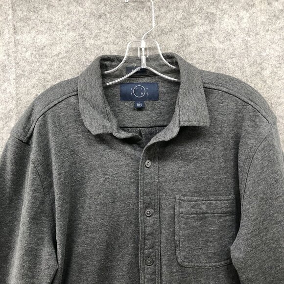 Even Tide Shirt Jacket Mens L Short Gray Fleece Sweater Jacket Shacket Cotton - Picture 3 of 8
